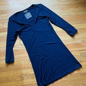 Navy Blue V-Neck Dress